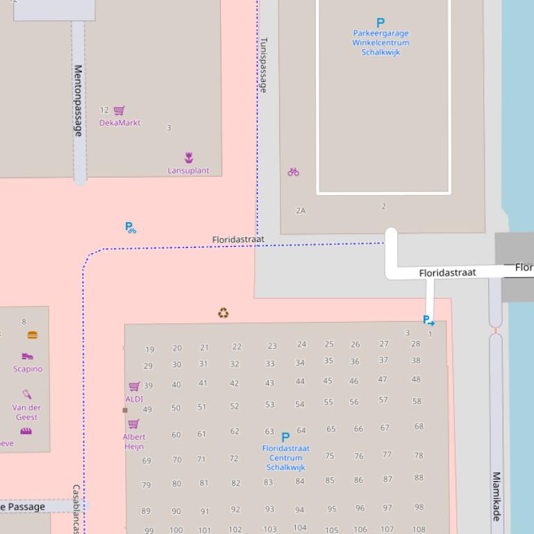 Kaart van de Floridastraat.