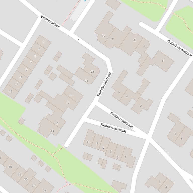 Kaart van de Fluitekruidstraat.