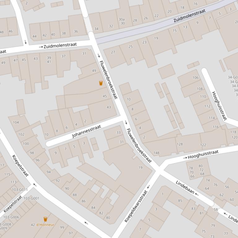 Kaart van de Fluwelenbroekstraat.