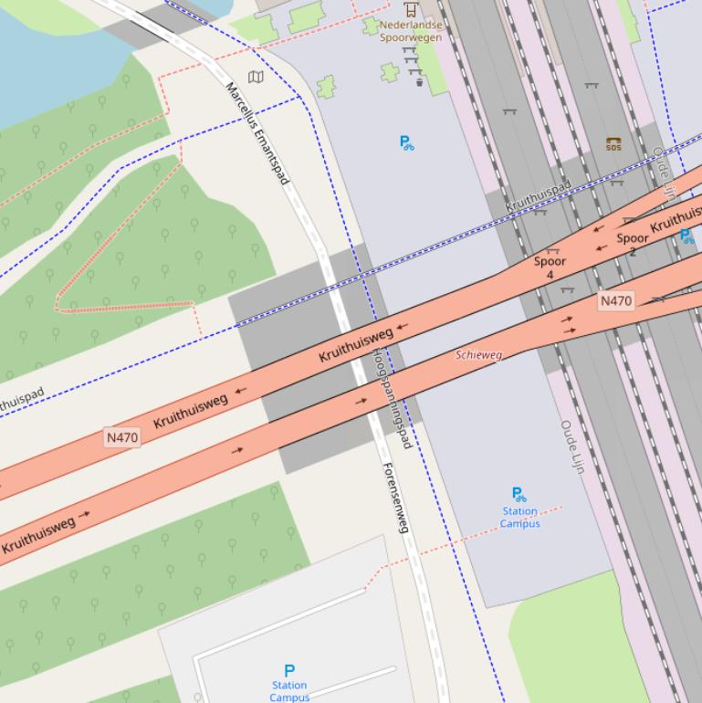 Kaart van de Forensenweg.