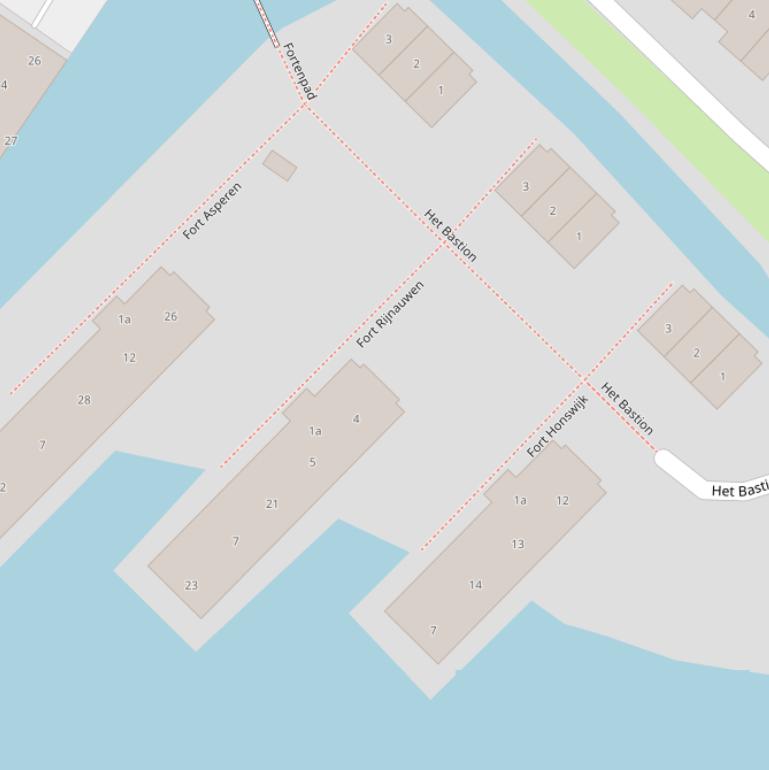 Kaart van  Fort Rijnauwen.