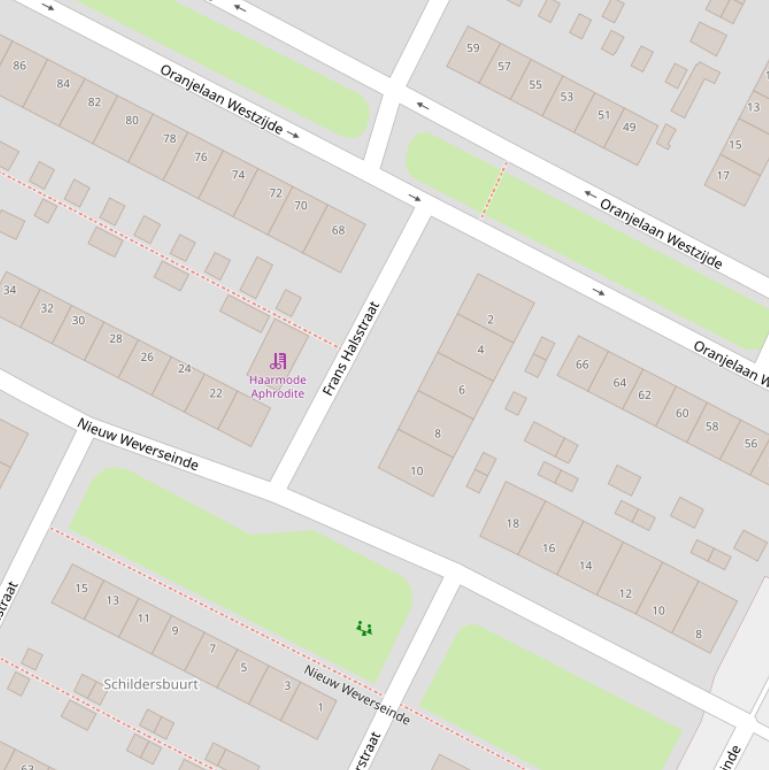 Kaart van de Frans Halsstraat.