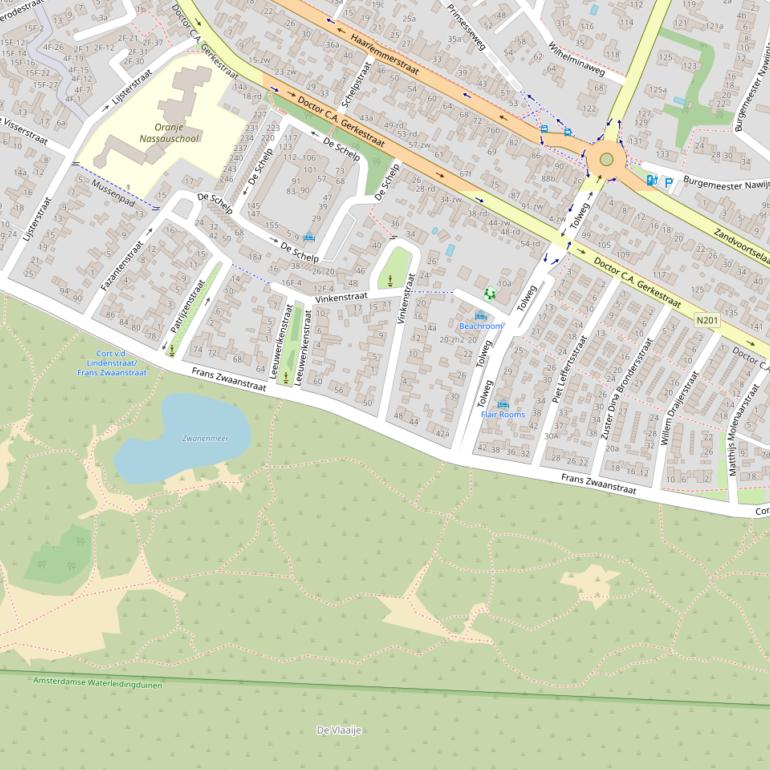 Kaart van de Frans Zwaanstraat.