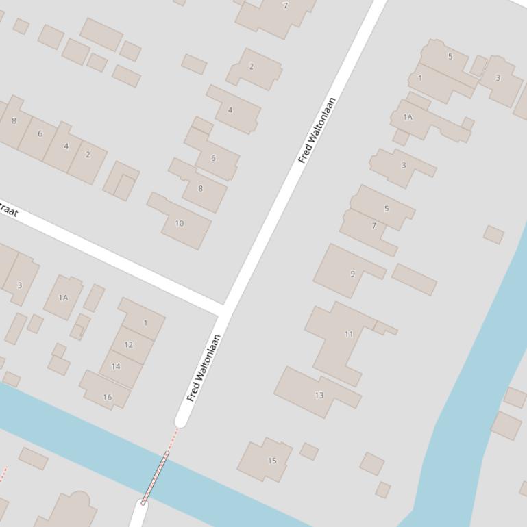 Kaart van de Fred Waltonlaan.