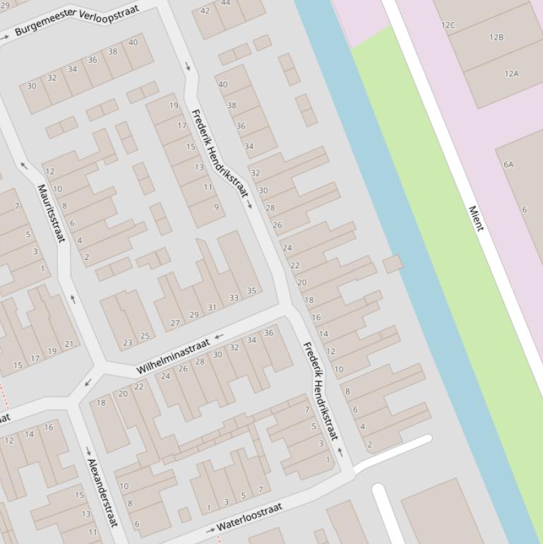 Kaart van de Frederik Hendrikstraat.