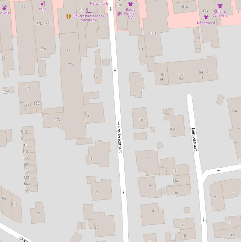 Kaart van de Frederikstraat.