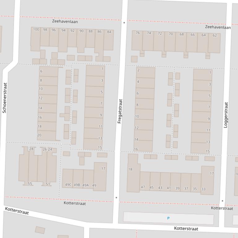 Kaart van de Fregatstraat.