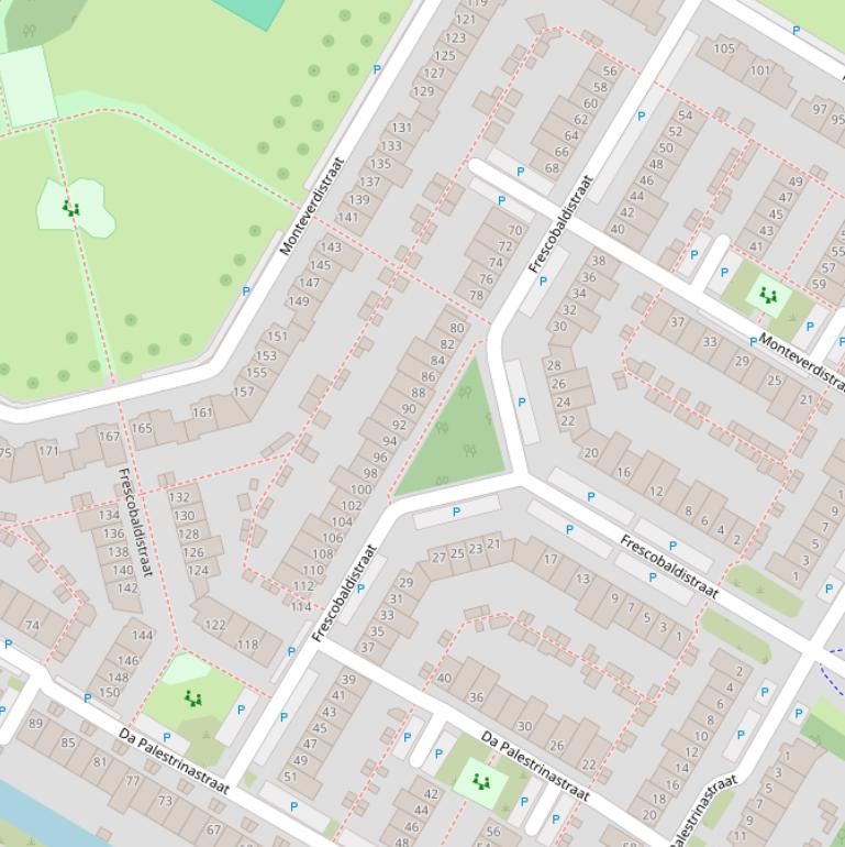 Kaart van de Frescobaldistraat.