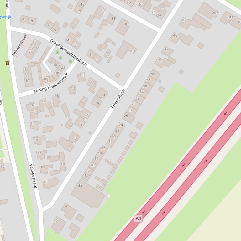 Kaart van de Friesestraat.