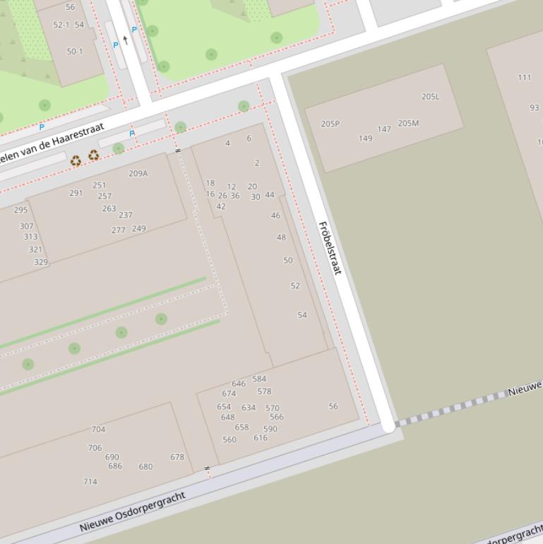 Kaart van de Fröbelstraat.