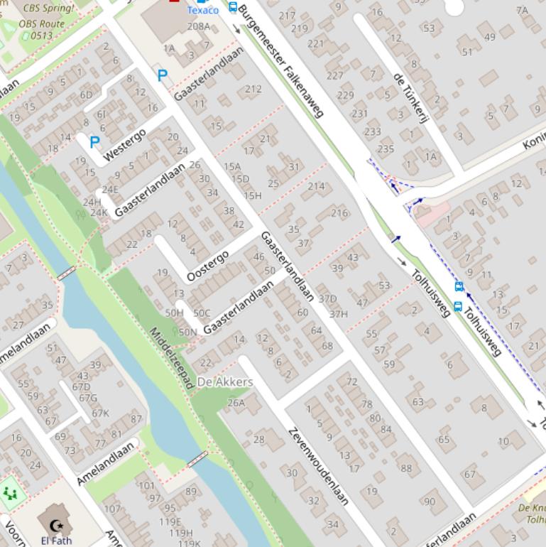 Kaart van de Gaasterlandlaan.