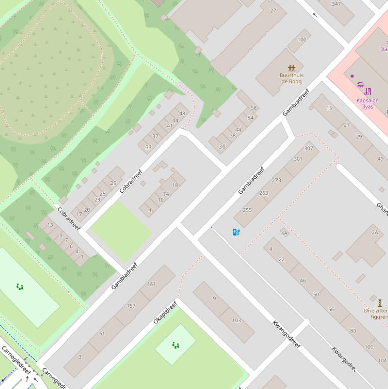 Kaart van de Gambiadreef.