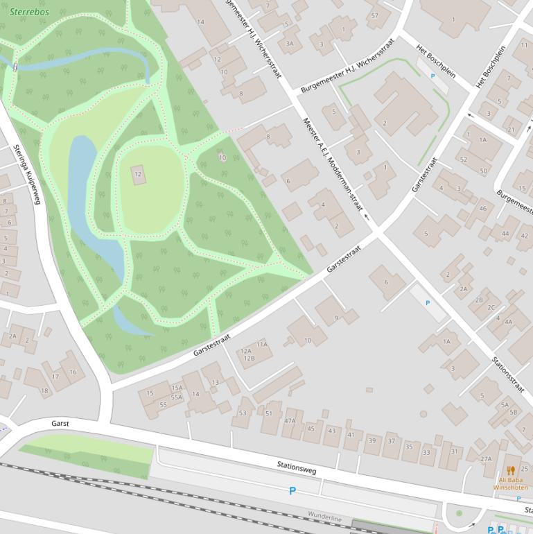 Kaart van de Garstestraat.