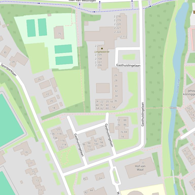 Kaart van de Gasthuislingelaan.