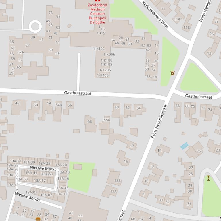 Kaart van de Gasthuisstraat.