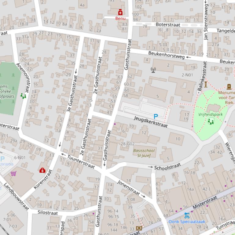 Kaart van de Gasthuisstraat.