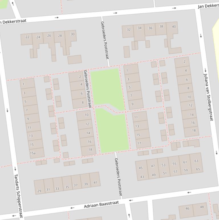 Kaart van de Gebroeders Poststraat.