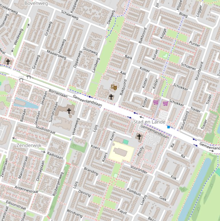 Kaart van de Gemeenlandslaan.