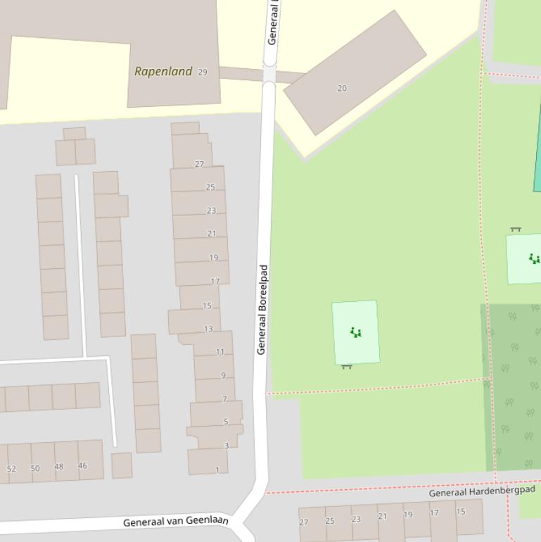 Kaart van het Generaal Boreelpad.