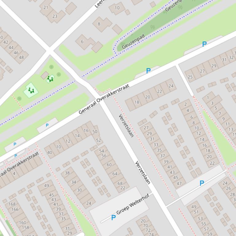 Kaart van de Generaal Overakkerstraat.