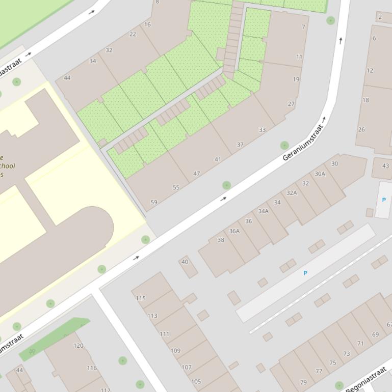 Kaart van de Geraniumstraat.