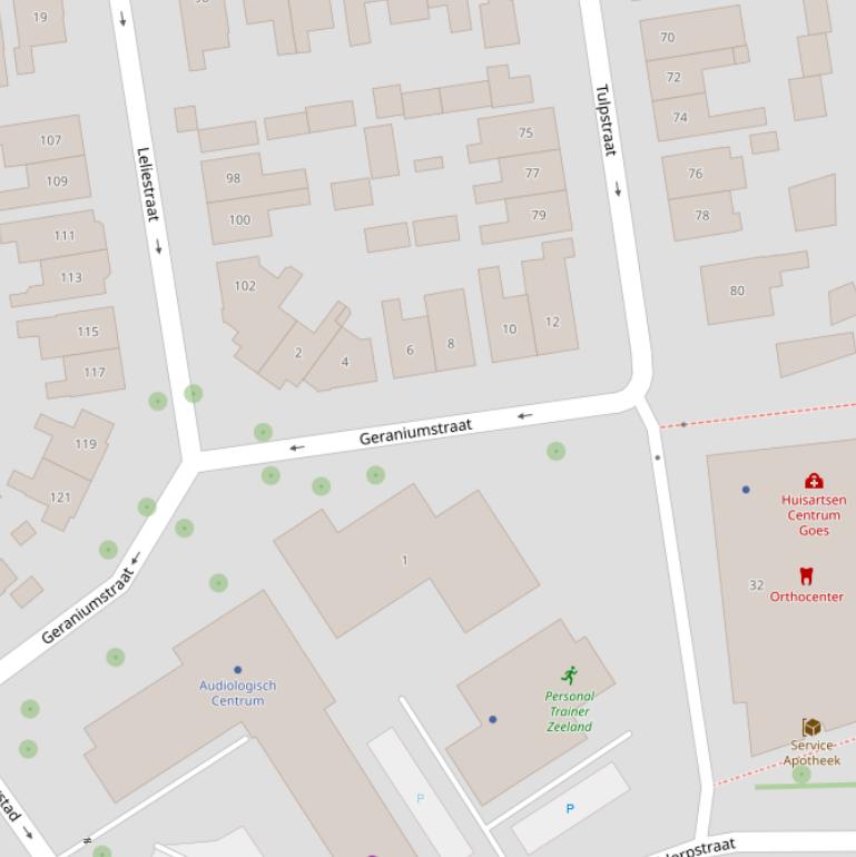 Kaart van de Geraniumstraat.