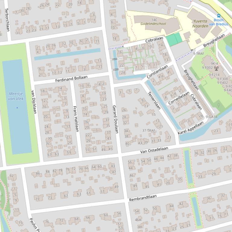 Kaart van de Gerard Doulaan.