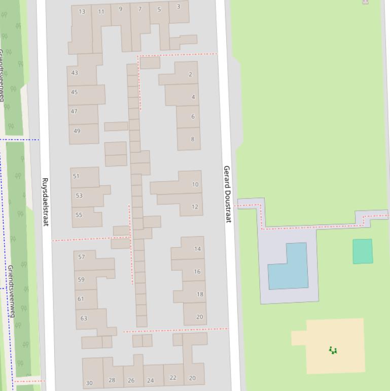 Kaart van de Gerard Doustraat.