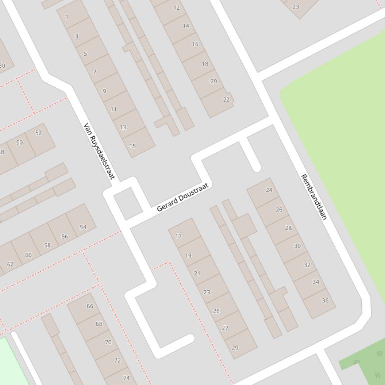 Kaart van de Gerard Doustraat.