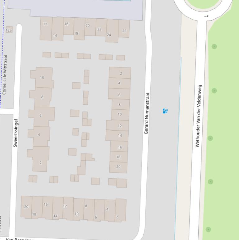 Kaart van de Gerard Numanstraat.