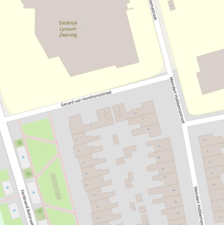 Kaart van de Gerard van Honthorststraat.
