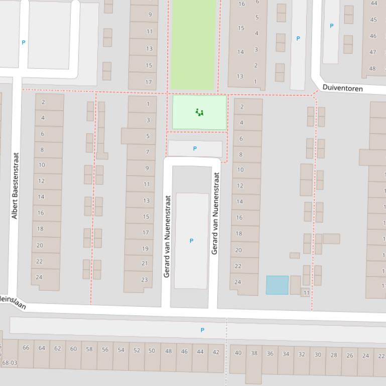 Kaart van de Gerard van Nuenenstraat.