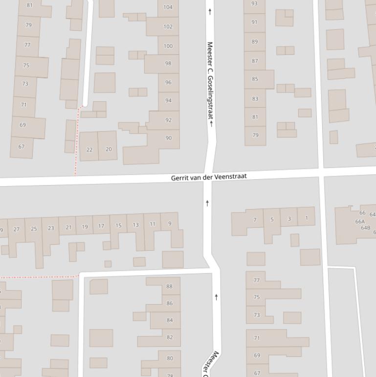 Kaart van de Gerrit van der Veenstraat.