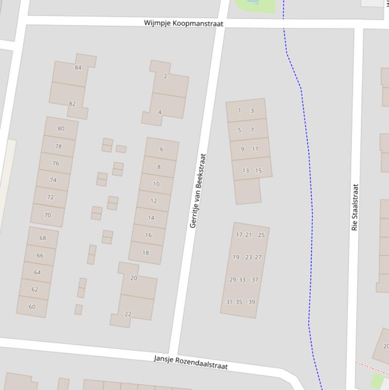 Kaart van de Gerritje van Beekstraat.