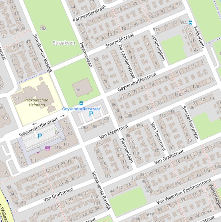 Kaart van de Geysendorfferstraat.