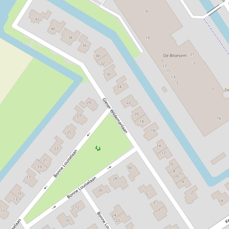 Kaart van de Gieser Wildemanlaan.