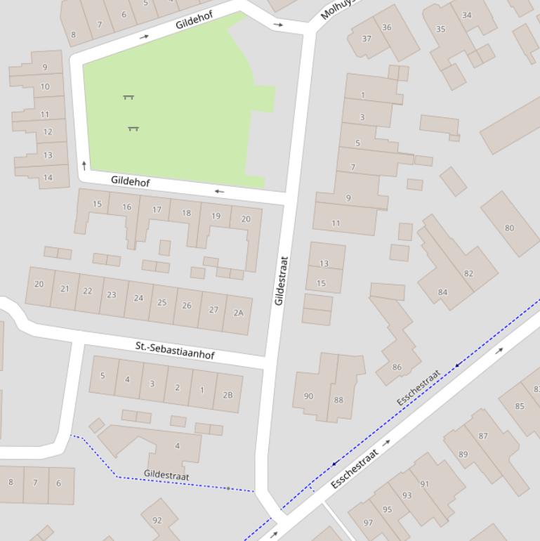 Kaart van de Gildestraat.