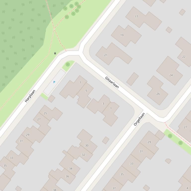 Kaart van de Gitaarlaan.