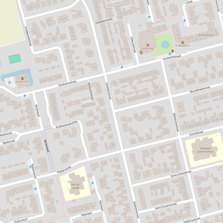 Kaart van de Gladiolenstraat.