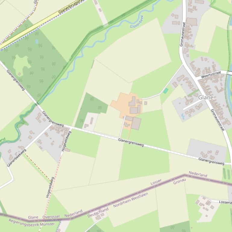 Kaart van de Glanergrensweg.