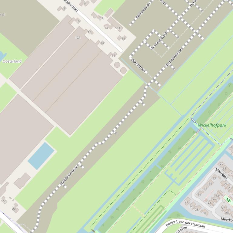 Kaart van de Glasbouwstraat.