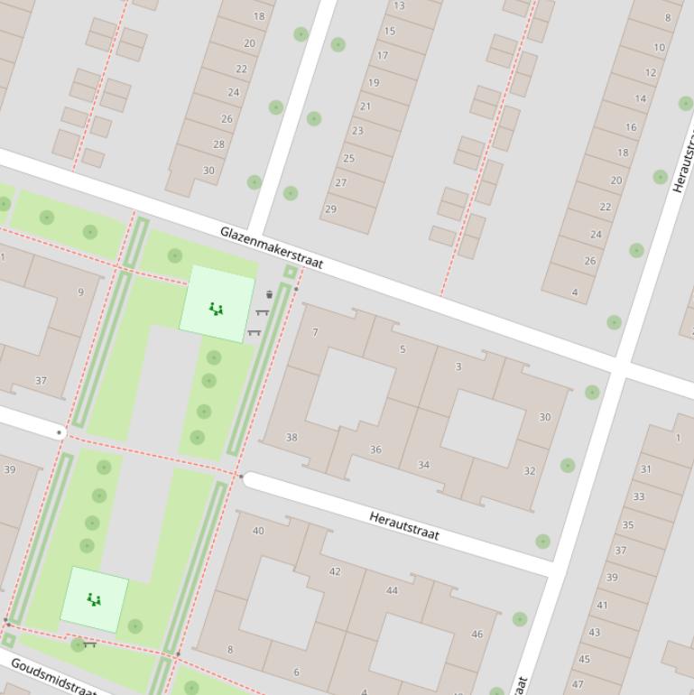 Kaart van de Glazenmakerstraat.