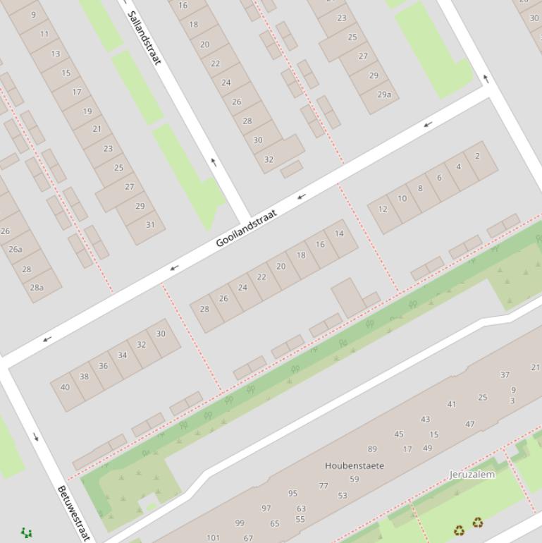 Kaart van de Gooilandstraat.