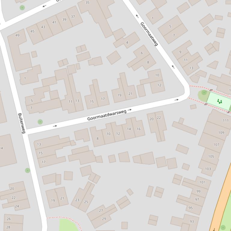 Kaart van de Goormaatdwarsweg.