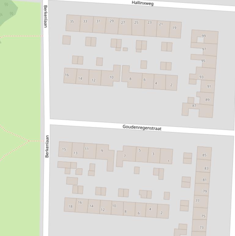 Kaart van de Goudenregenstraat.