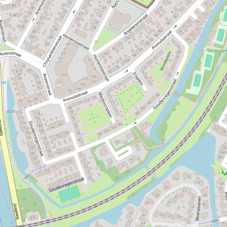 Kaart van de Goudenregenstraat.