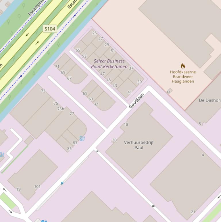 Kaart van de Goudlaan.