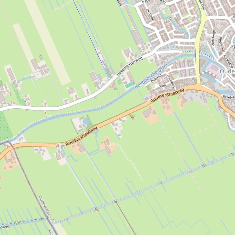 Kaart van de Goudse straatweg.