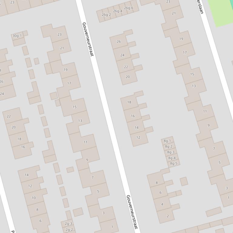 Kaart van de Gouverneurstraat.