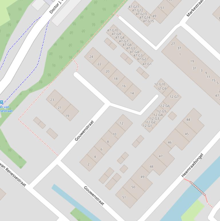 Kaart van de Gouwenstraat.